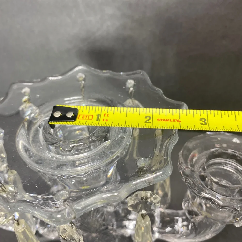 VTG Crystal 2 Arm Candelabra Clear Glass 3 Candle Holder Elegant Christmas Table